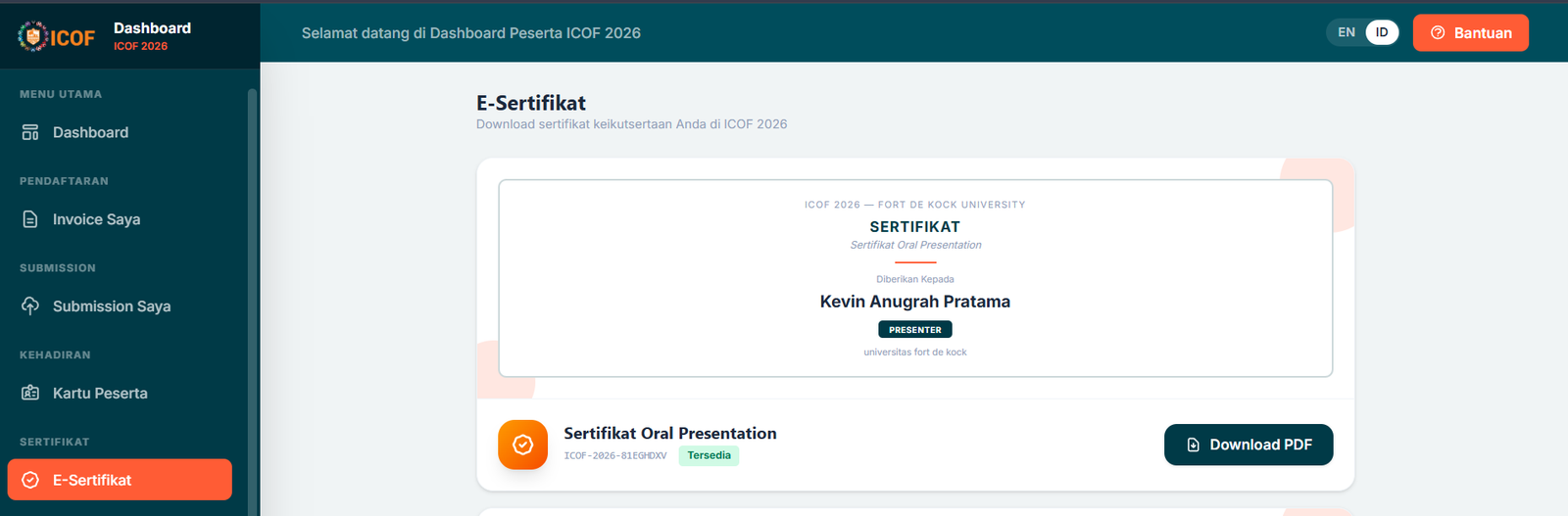 Halaman E-Sertifikat